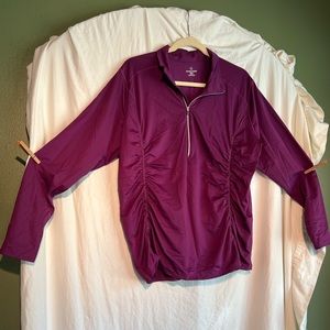 Moving Comfort Size 2X Activewear Collar Zipper Top Burgundy